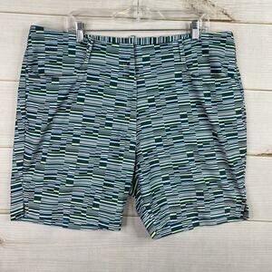 Page & Tuttle Womens 18 Shorts Blue Green Offset Block Golf Pickleball Active